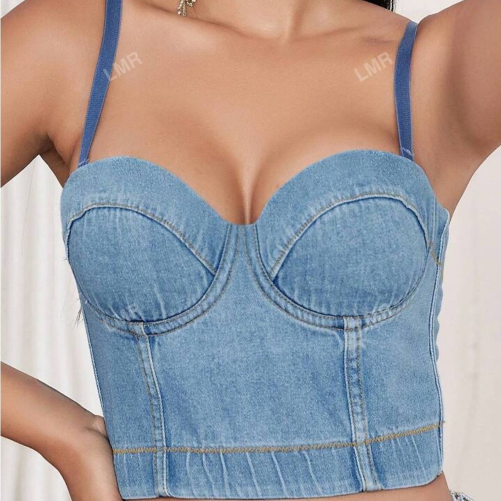 Blue Denim Bustier Top